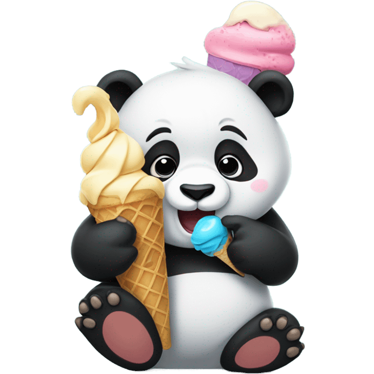 Panda eating ice cream emoji