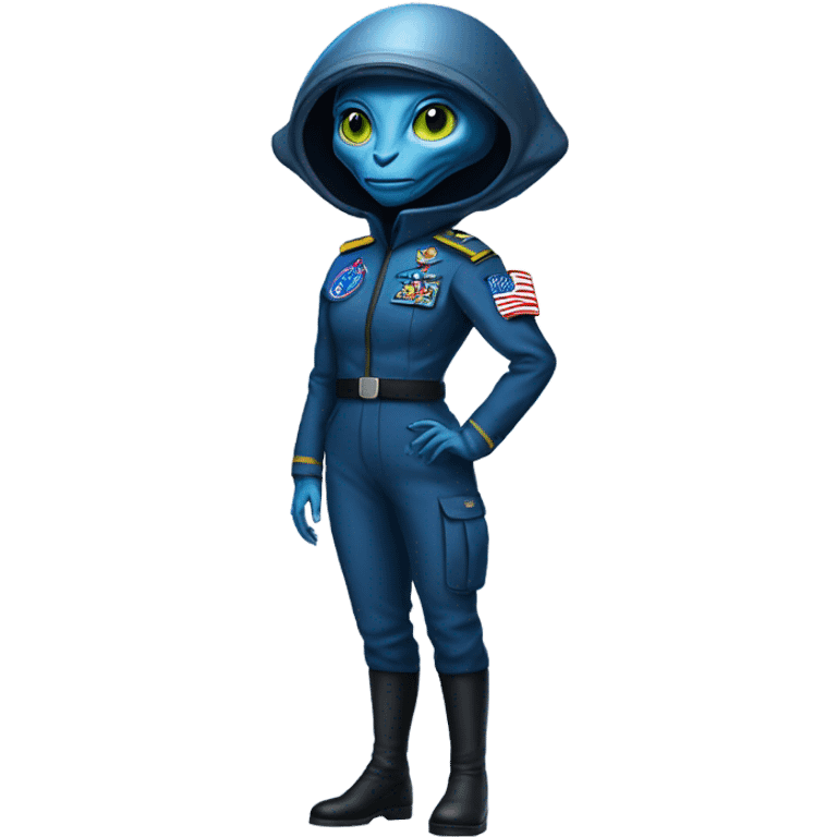 Reptilian Alien woman general blue uniform usa space force, full body,  emoji