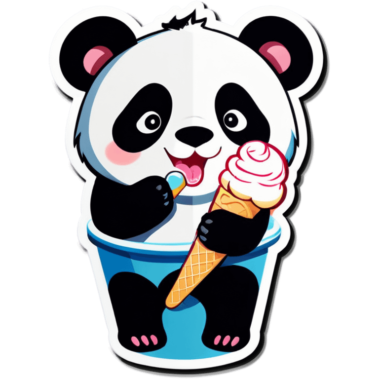 Panda eating ice cream emoji