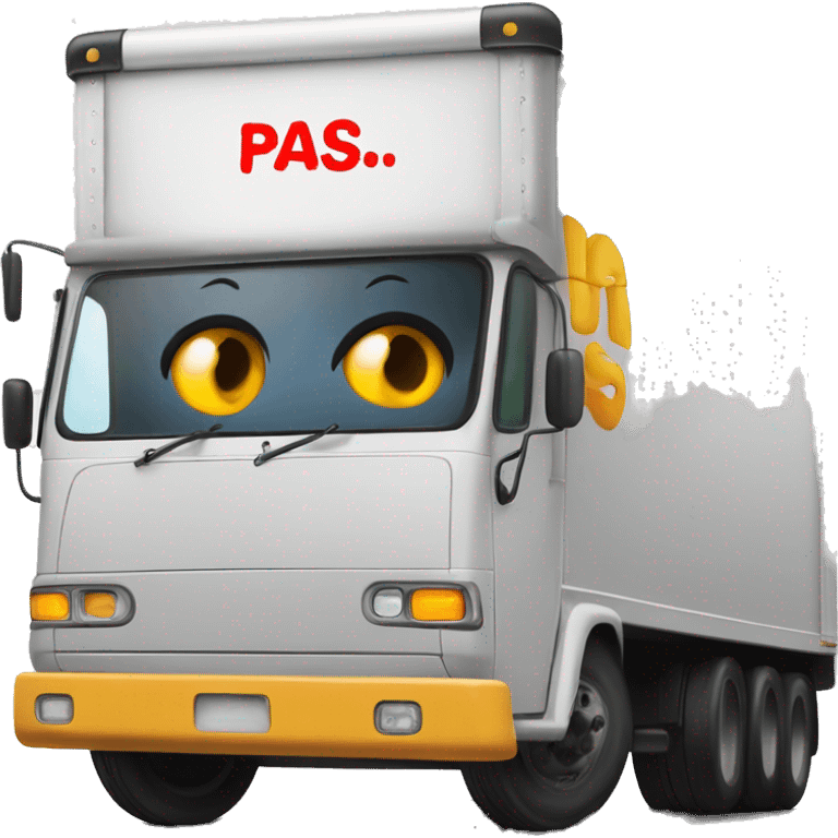 Boxtruck with letters "PGS” on the side emoji