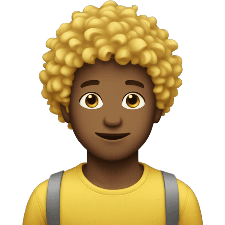 Boy with fluffy yellow curly hair emoji