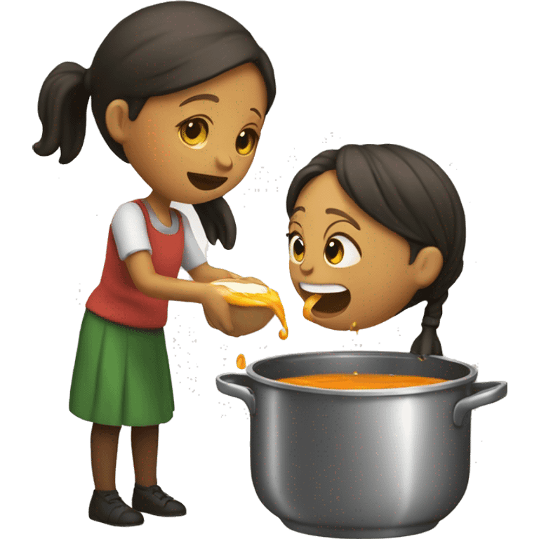 soup pouring to a girl emoji