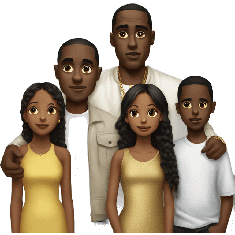 Puff Daddy with his family kids emoji