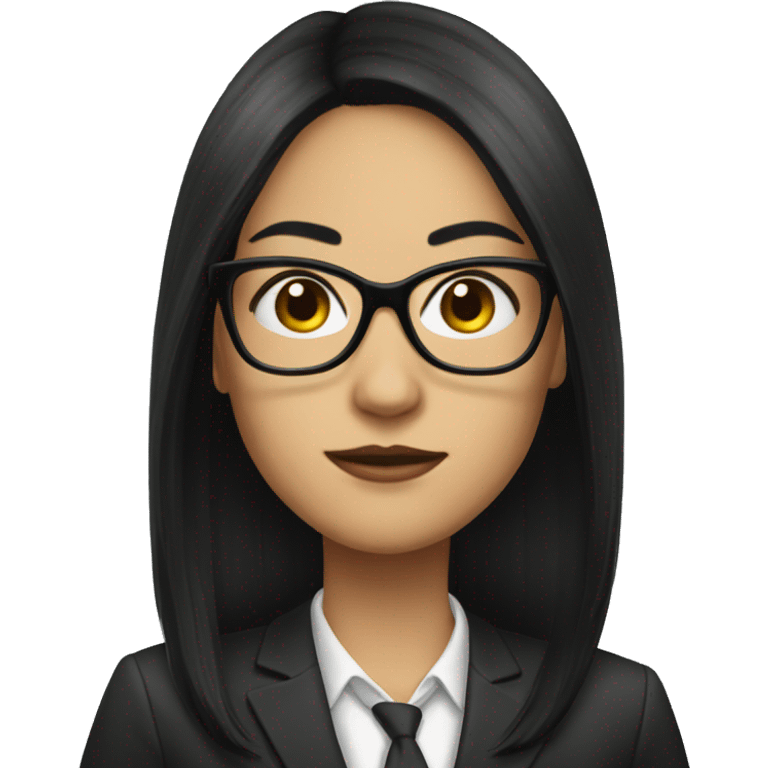 Female defense attorney with long black hair with glasses emoji