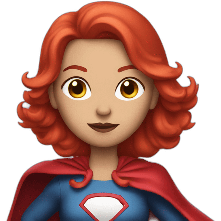 A red-haired woman in an American-themed superhero costume emoji