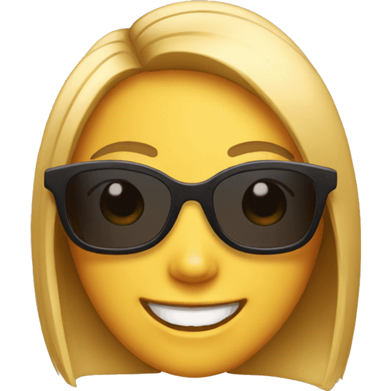 Girl with sunglasses and big smile emoji