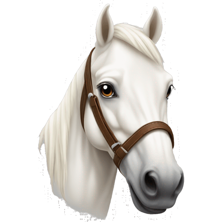 vanilla white horse with brown saddle on emoji