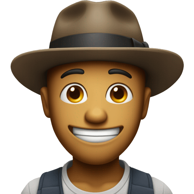 mischievous emoji wearing fedora that is tipped down slightly emoji