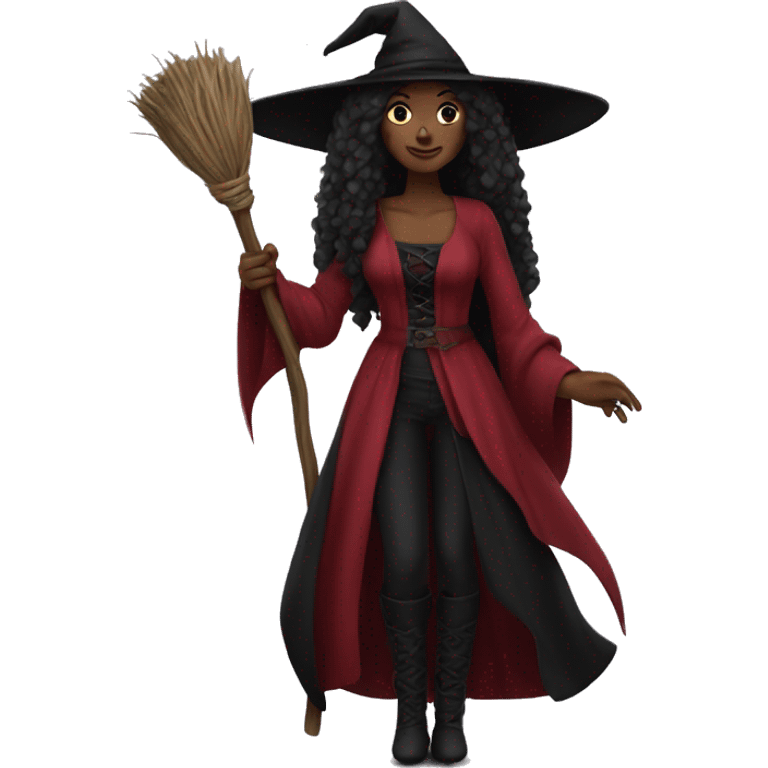 beautiful long haired witch, red, black, burgundy emoji