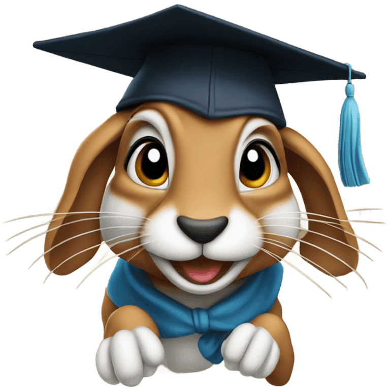 running hare wearing graduation hat emoji