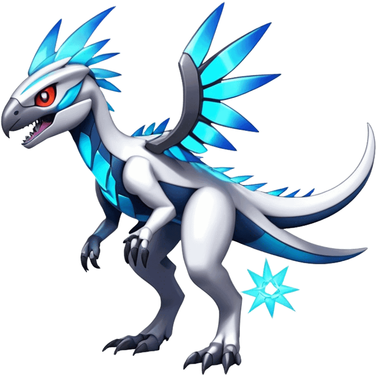 Shiny Futuristic Celestial Fakemon-Pokemon-Digimon-Spectrobes-Raptor-fusion, full body emoji