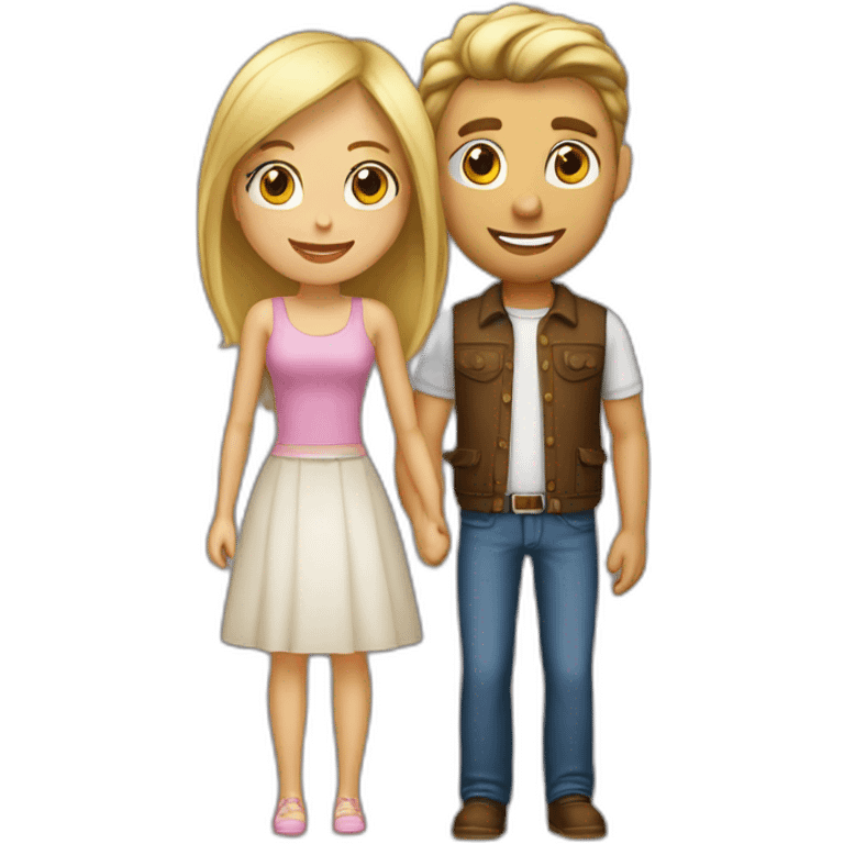 Pareja chica rubia y hombre castaño emoji