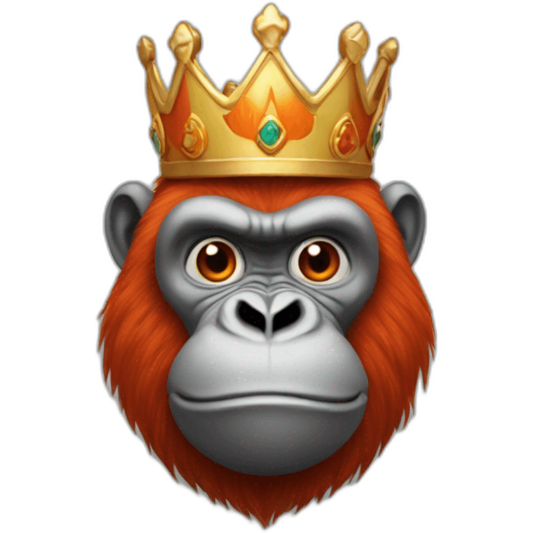 Red hair gorilla with a crown on with a carrot hanging from mouth emoji