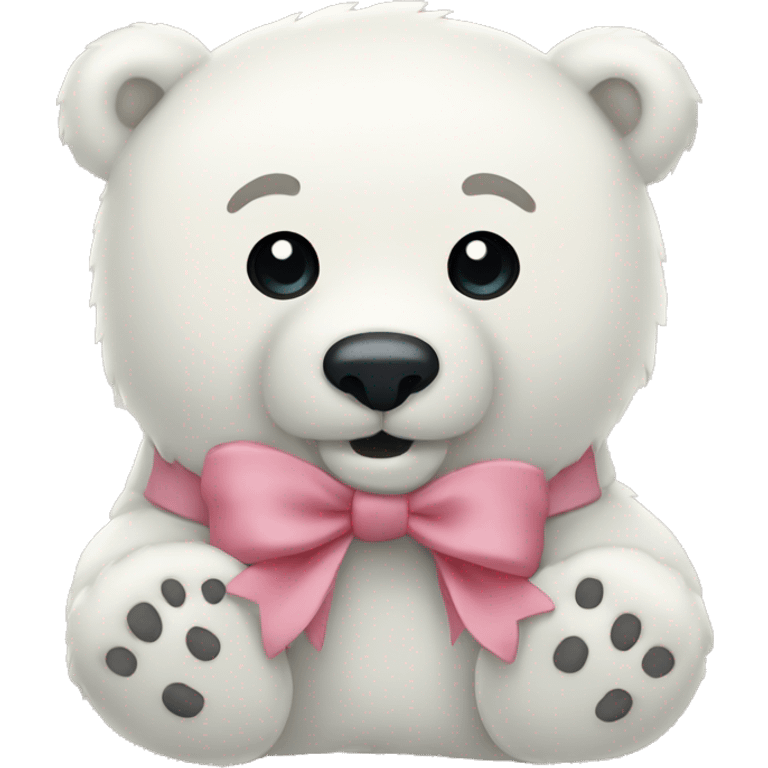 Polar bear stuffed animal cute bow emoji