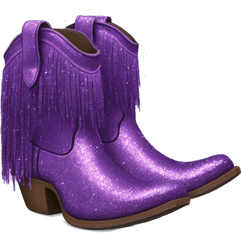 Realistic purple fashion cowgirl boots with sparly shiny glitter fringe on them. emoji