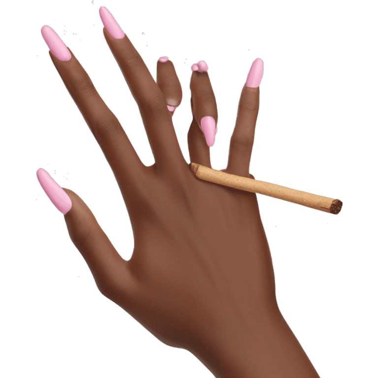 feminine pale hand with baby pink nails holding smoking palo santo realistic soft textures emoji