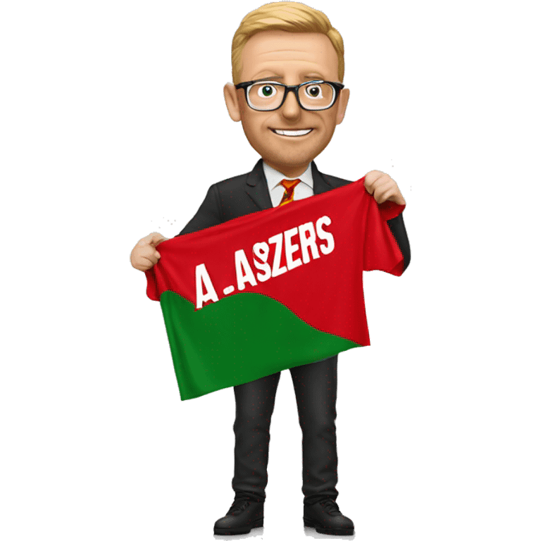 A manchester united fan holding a glazers out banner emoji