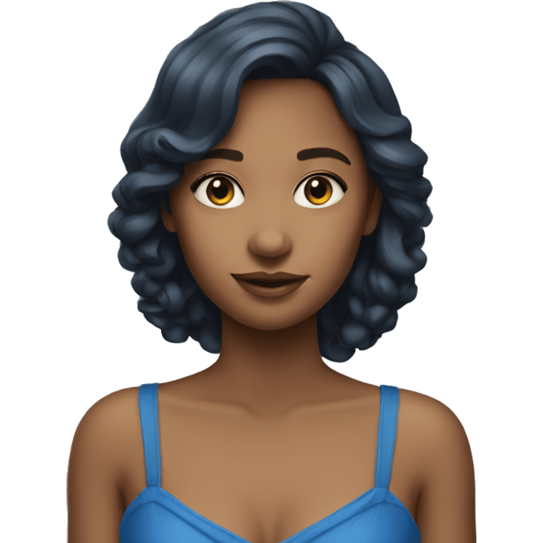 realistic girl in blue dress emoji