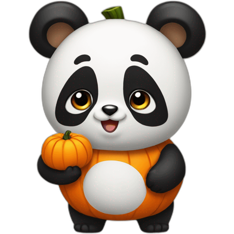 panda wearing a pumpkin costume emoji