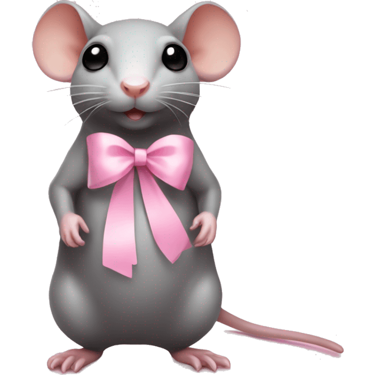 full body fat rat with light pink ribbon bow emoji