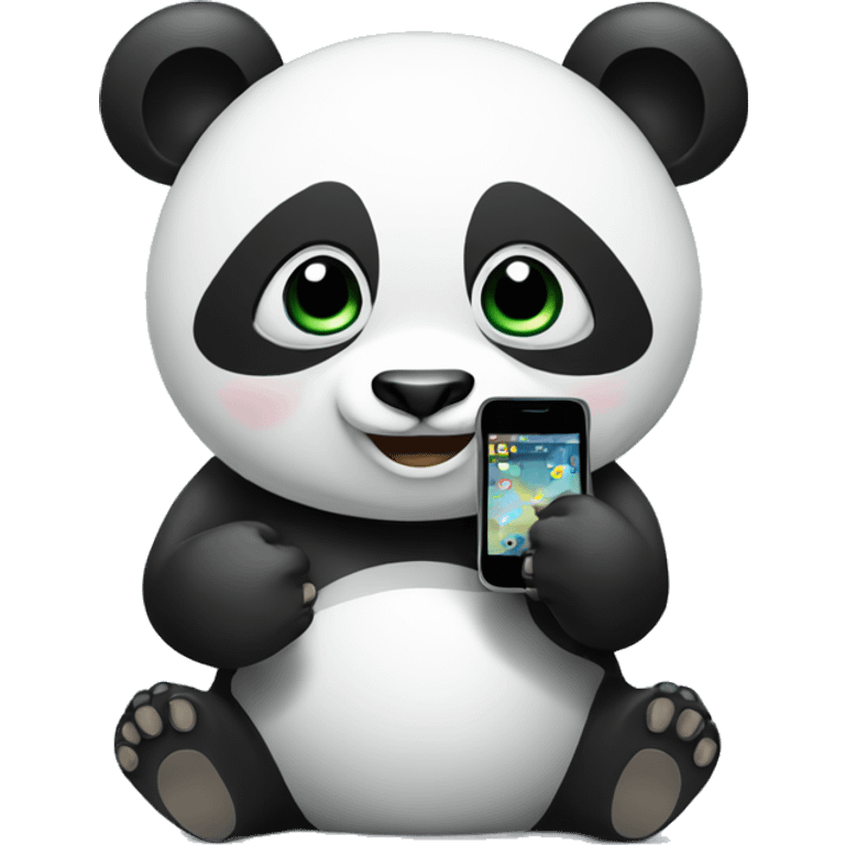 Panda with phone emoji