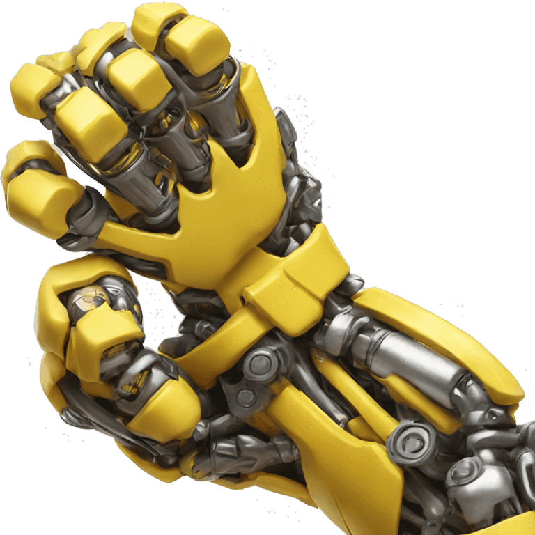 Flexing yellow mechanical cyborg bicep with shocks attached to arm emoji