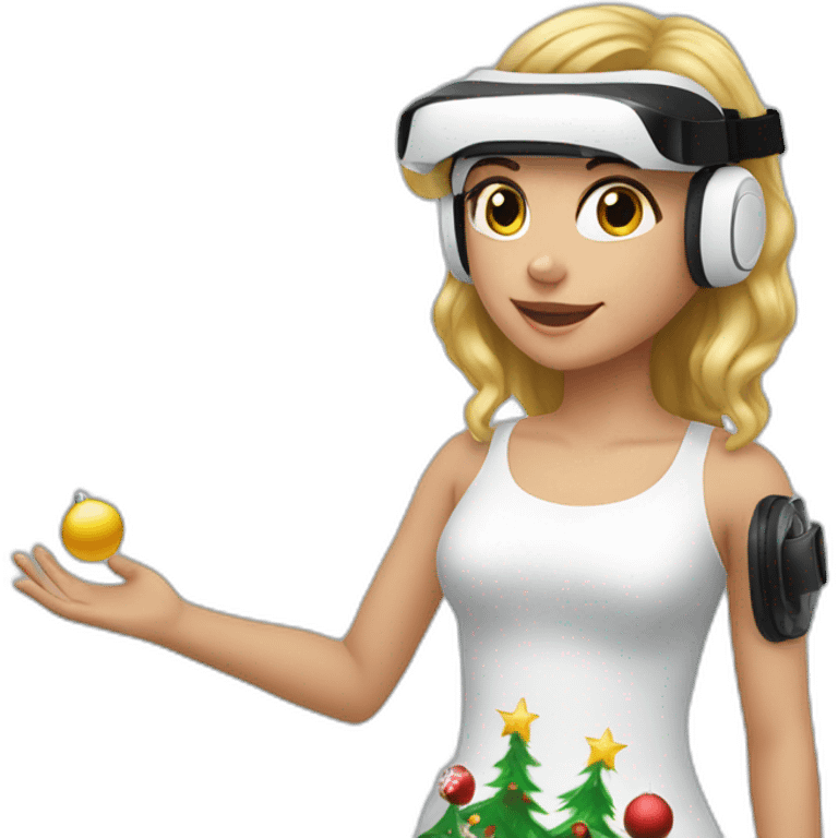 Christmas girl in front of vr headset emoji