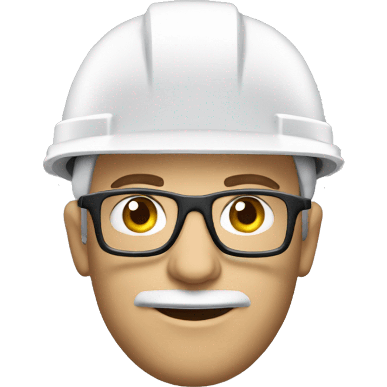 Caucasian engineer with helmet, glases, earplugs safety emoji