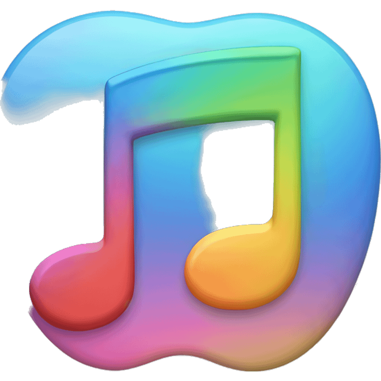 Apple Music logo come closer a bit with apple shape. Rainbow pastel colored with a bit blue light  emoji