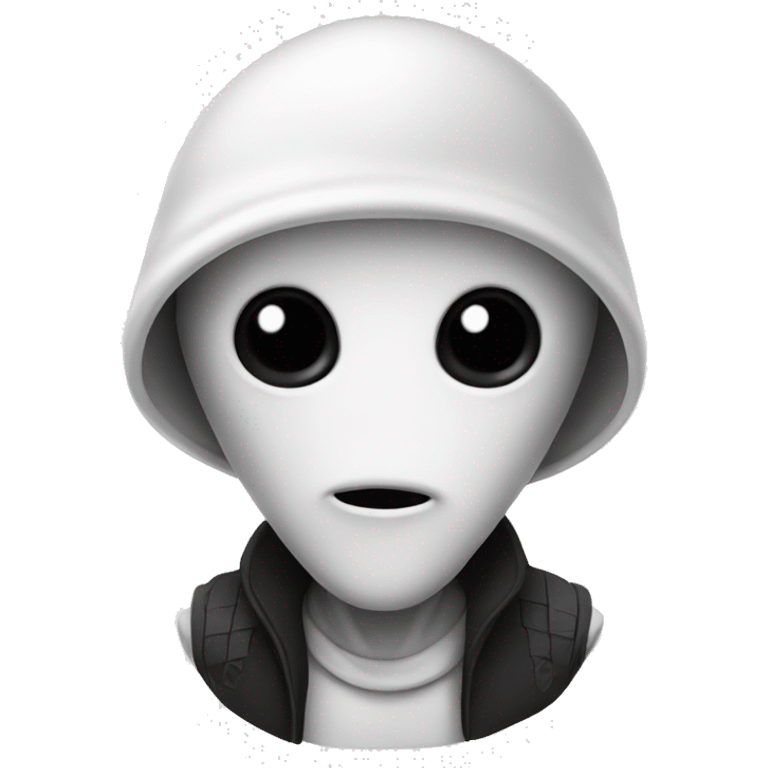 white alien with black cap on emoji