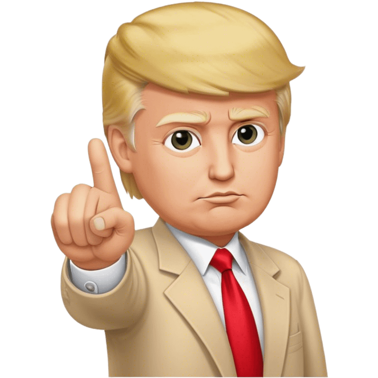 Super realistic Donald Trump pointing index finger up, realistic face emoji