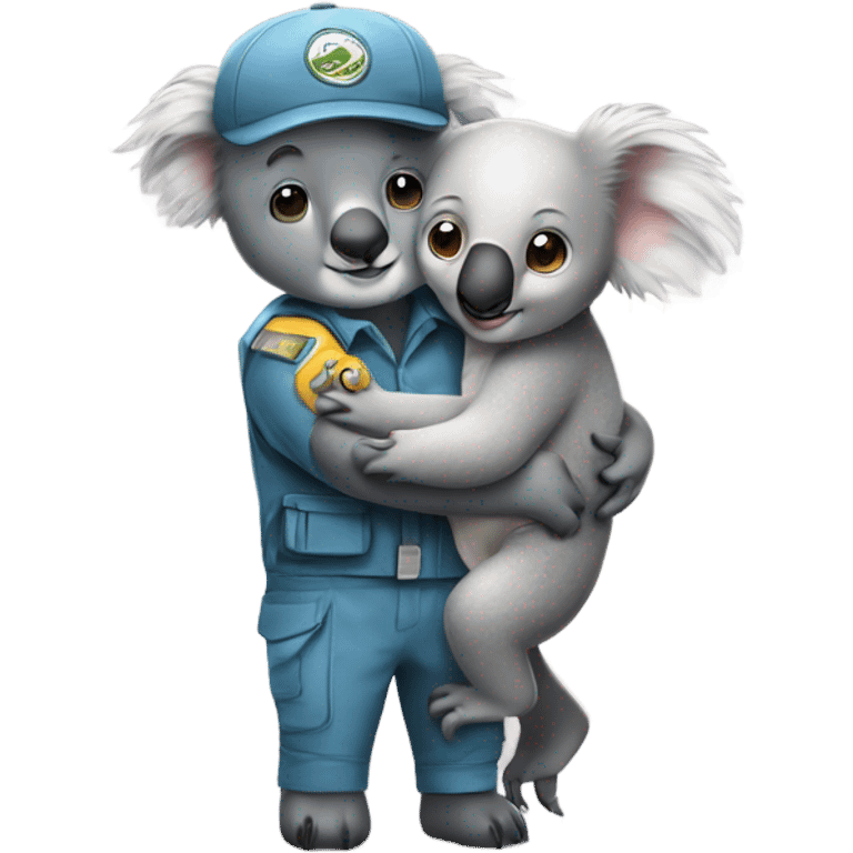 cute koala hugging human zookeeper emoji