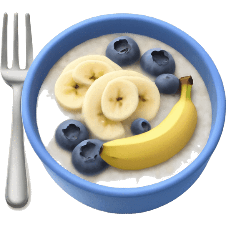 Porridge bowl with banana and blueberry emoji