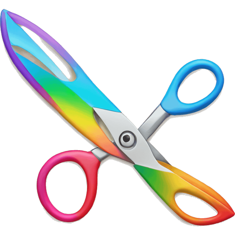 scissors with rainbow emoji