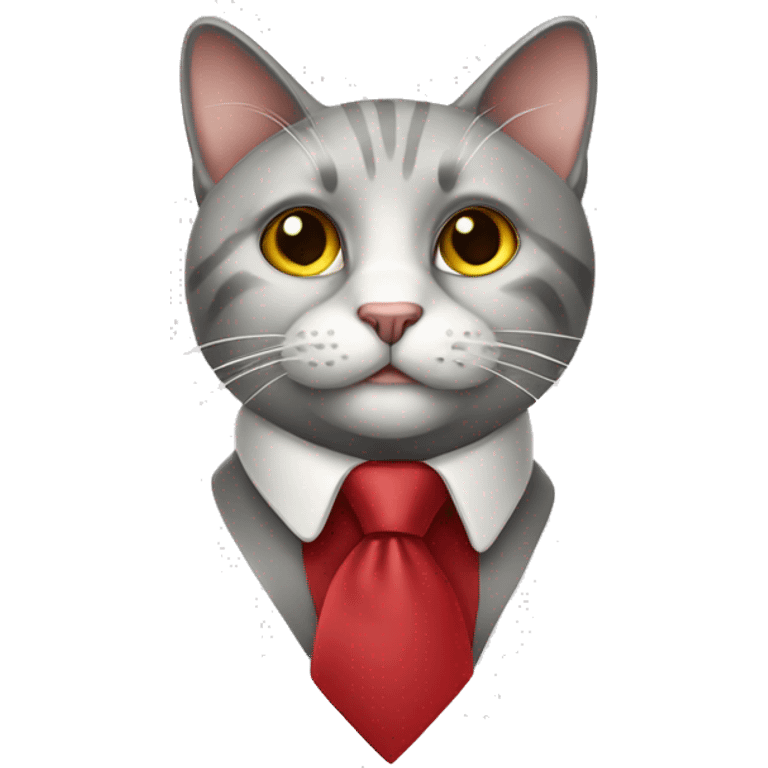 Curious cat wearing red necktie emoji