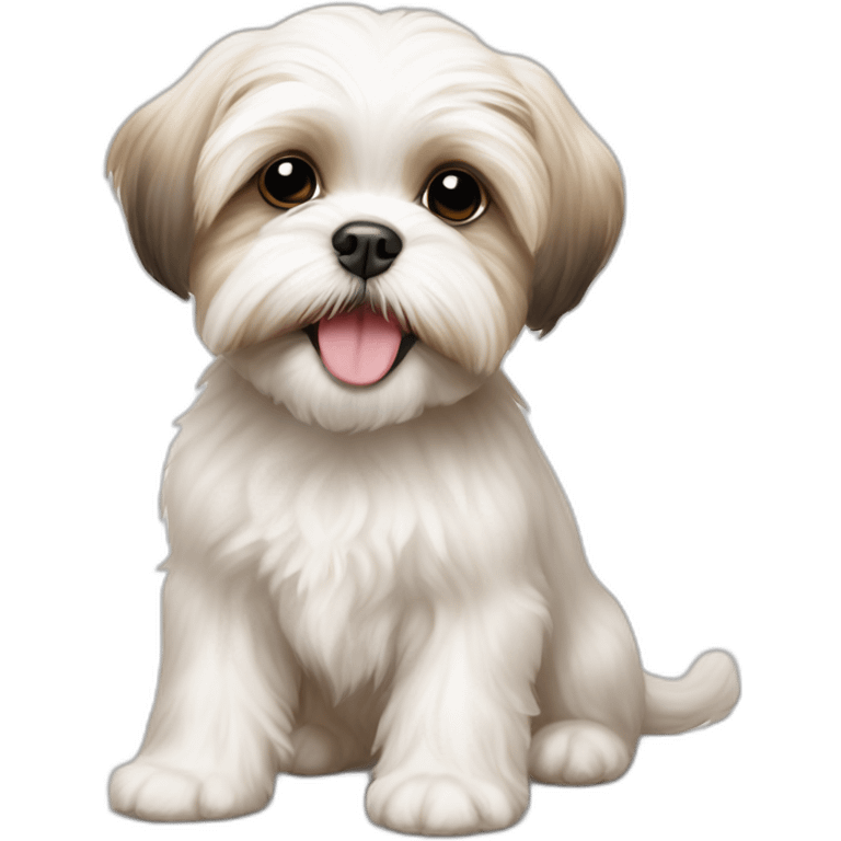 happy Maltese shih tzu puppy white beige emoji