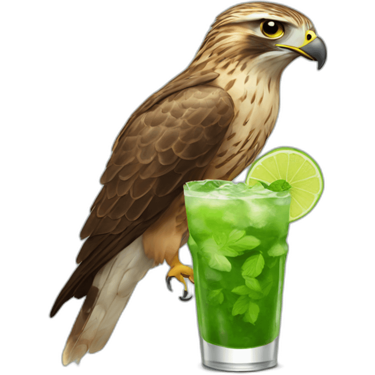 hawk drinks mojito emoji