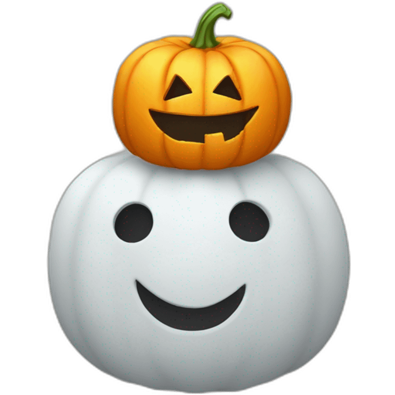 Cubic snowman with a pumpkin in the face emoji