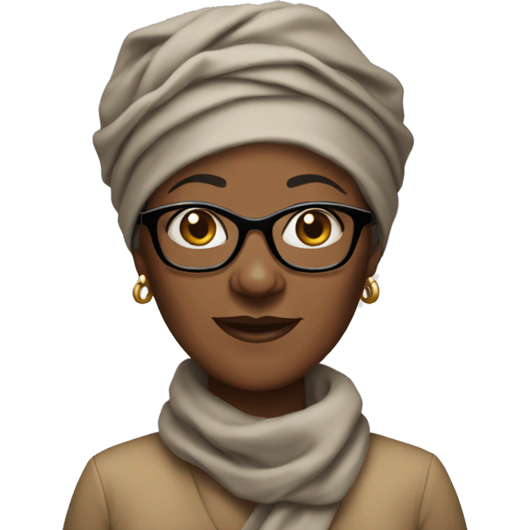 An older black women wearing glasses and headwrap  emoji