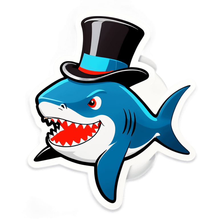 Shark with a top hat emoji