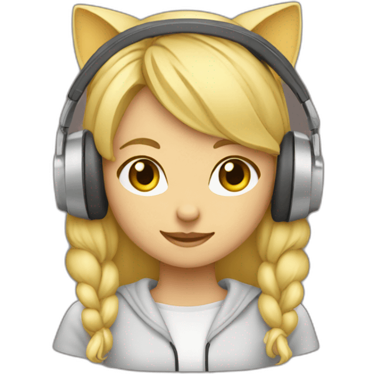 she blond developer has headphones with catty ears emoji