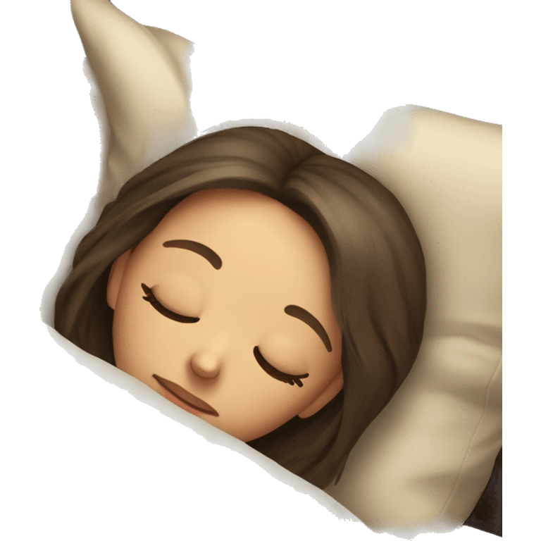 Brunette girl with blonde hair at the bottom sleeping cozy emoji