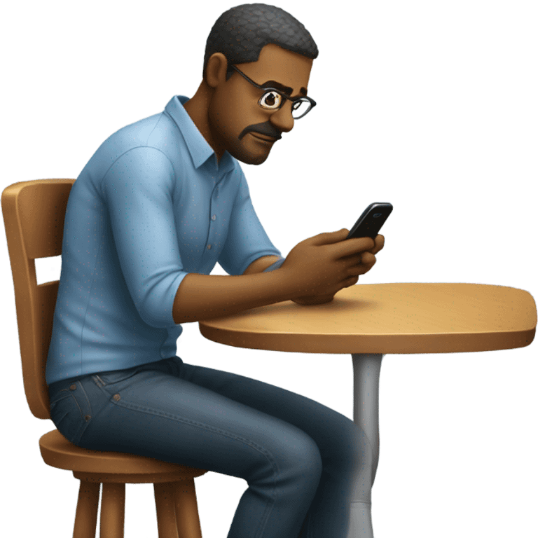 A guy sitting on a barstool looking at his phone  emoji