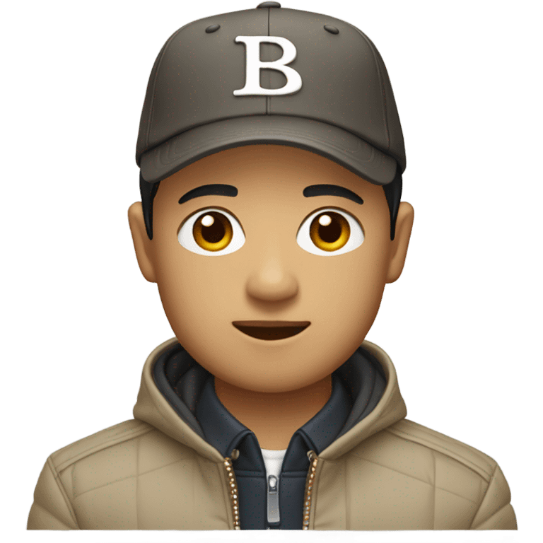 Asian man wearing burberry jacket with baseball cap  emoji