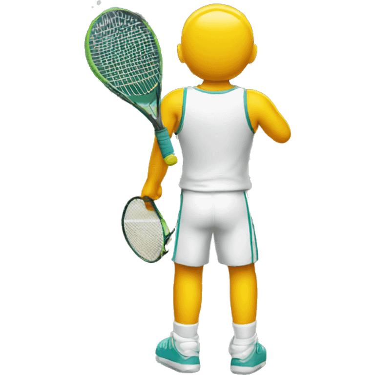 player's back holding a racquet emoji