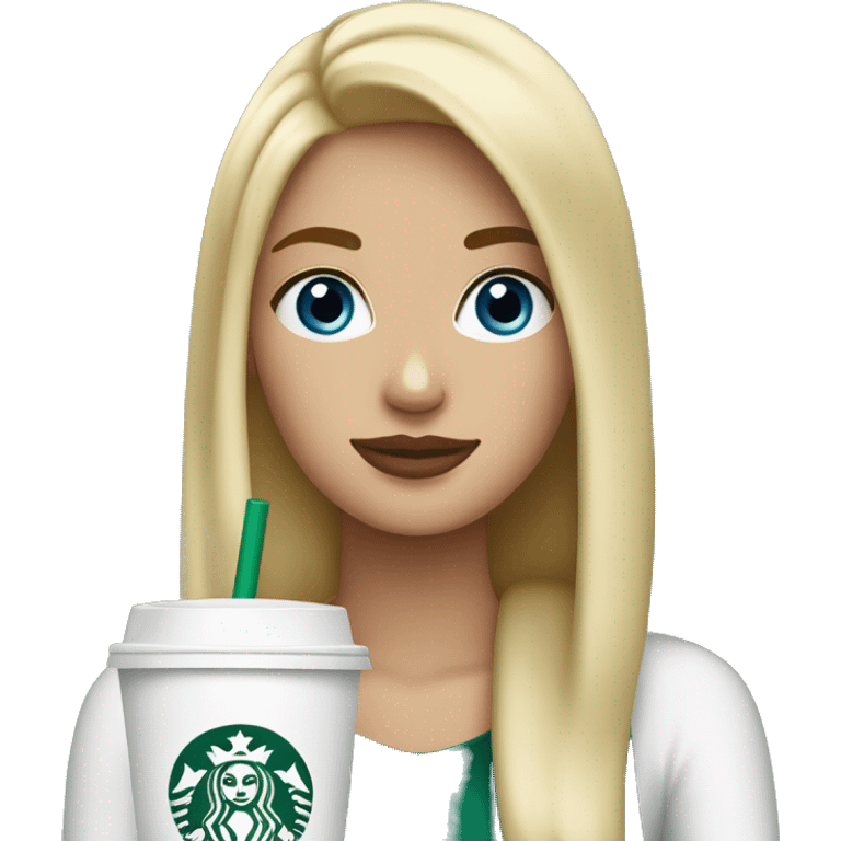 Starbucks cup drink with blonde girl blue eyes  emoji