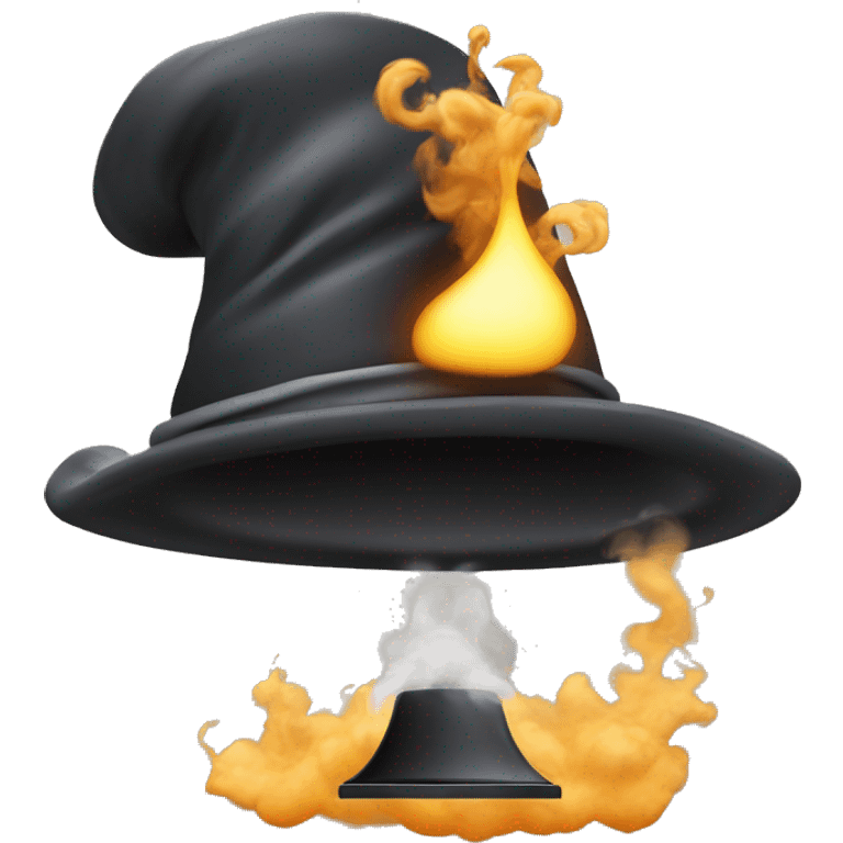 a black smoke cloud with a magicians hat on standing on a dip computer chip in an emoji style emoji