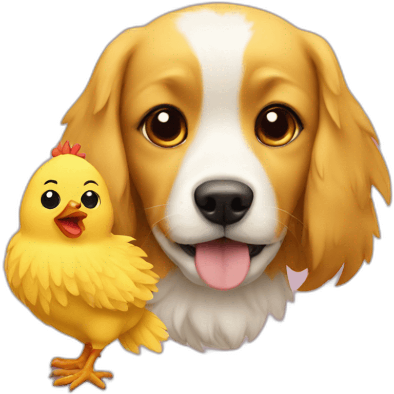 yellow chicken with a dog emoji