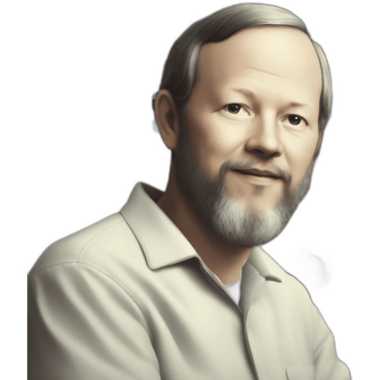 Dennis Ritchie sitting at a PDP-11 emoji