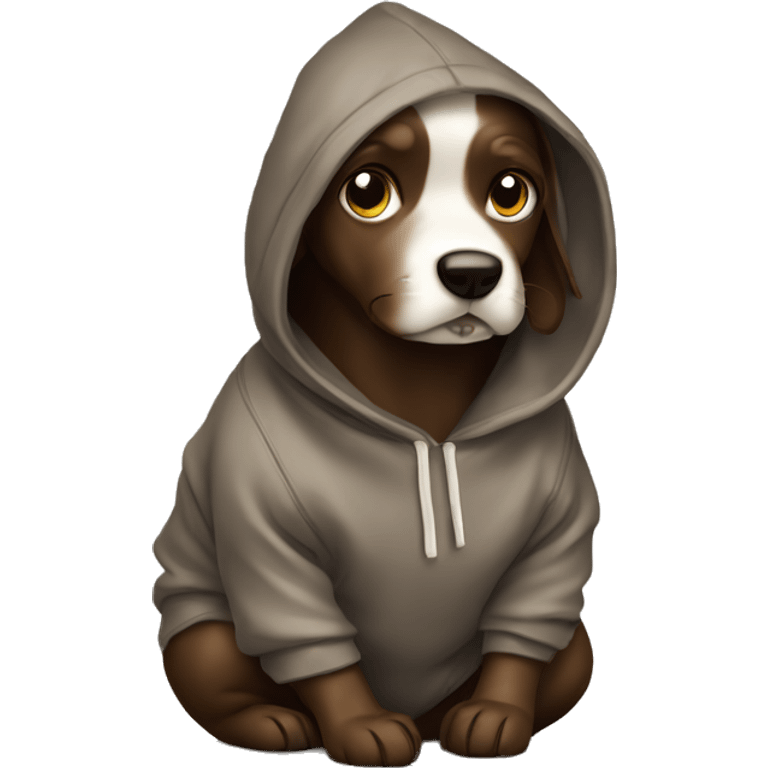 dog eating chocolate in a hoody emoji